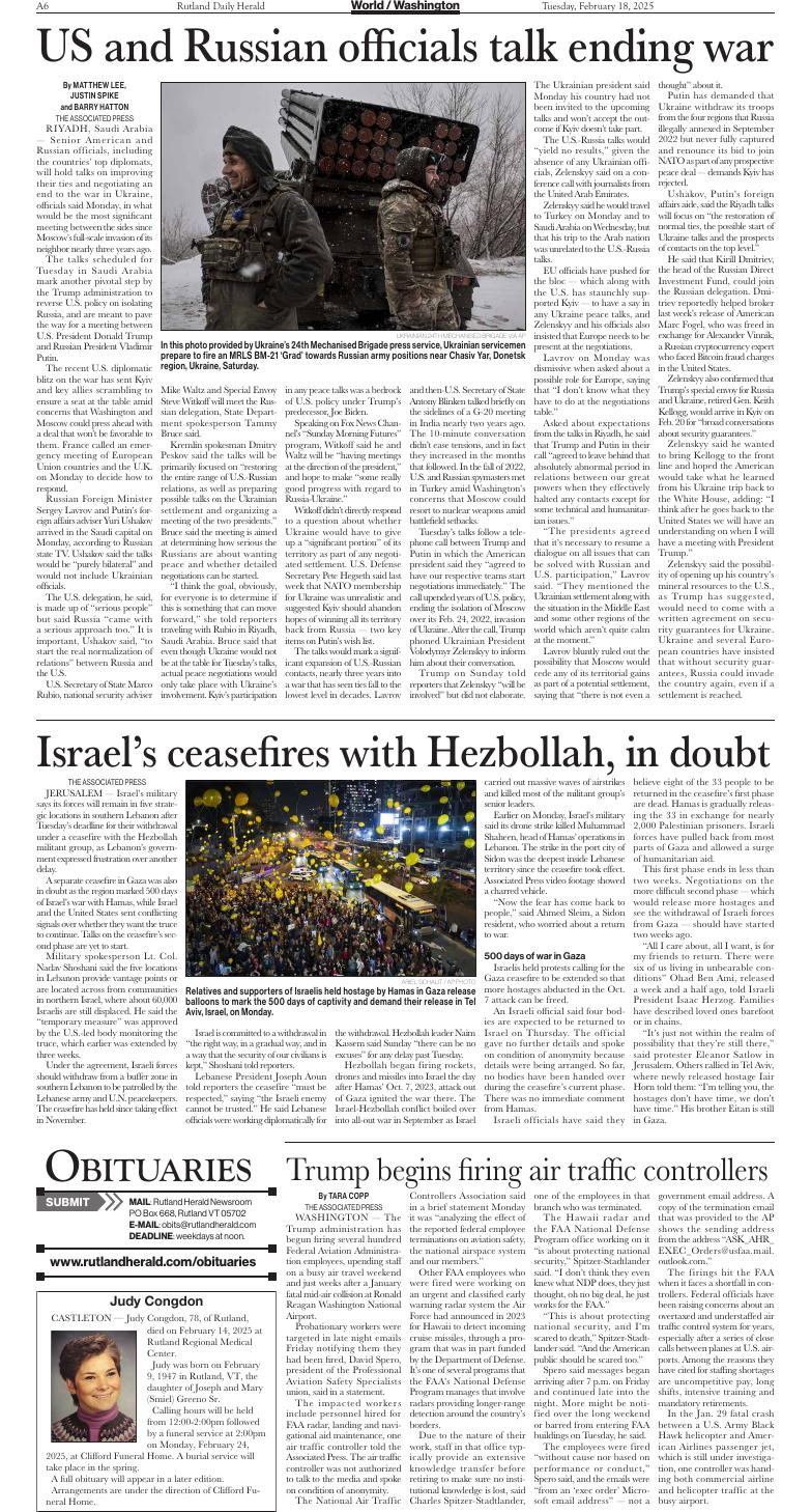 Page a6 e edition rutlandherald
