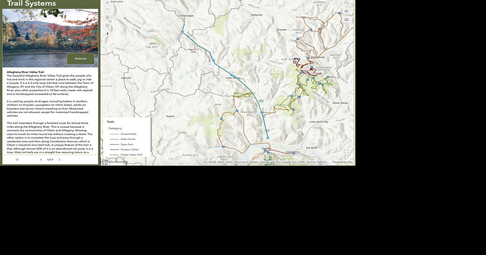 Catt County Parcel Viewer New Cattaraugus County Trail System Web Viewer Goes Live News Salamancapress Com