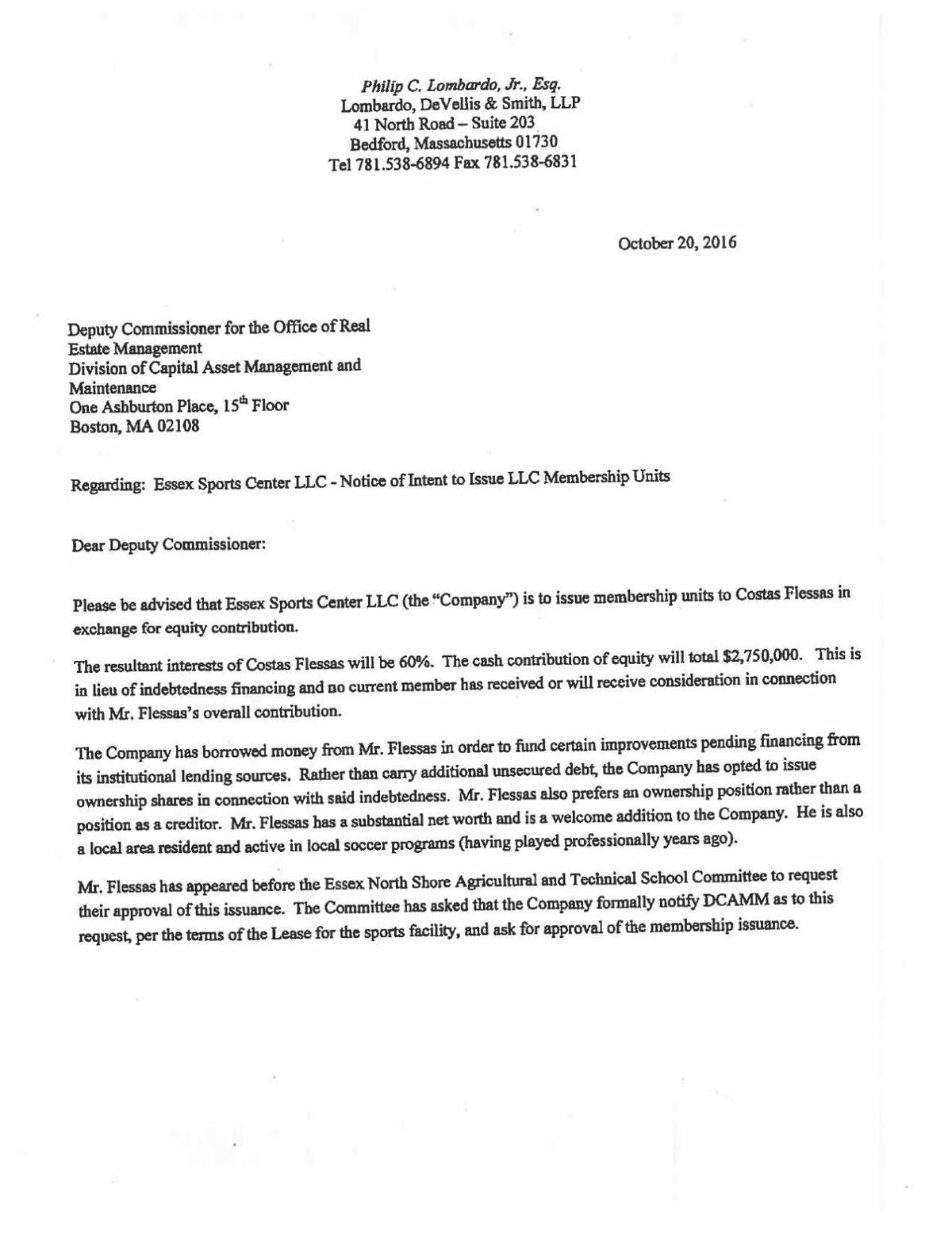 Letter to owner of athletic facility essay image