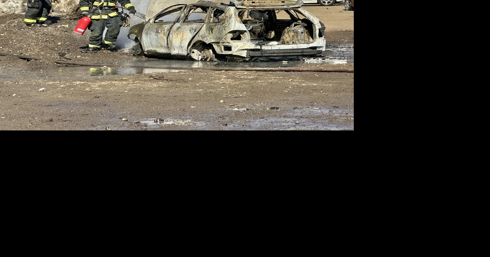 Man taken to hospital with burns after car fire at junkyard | News ...