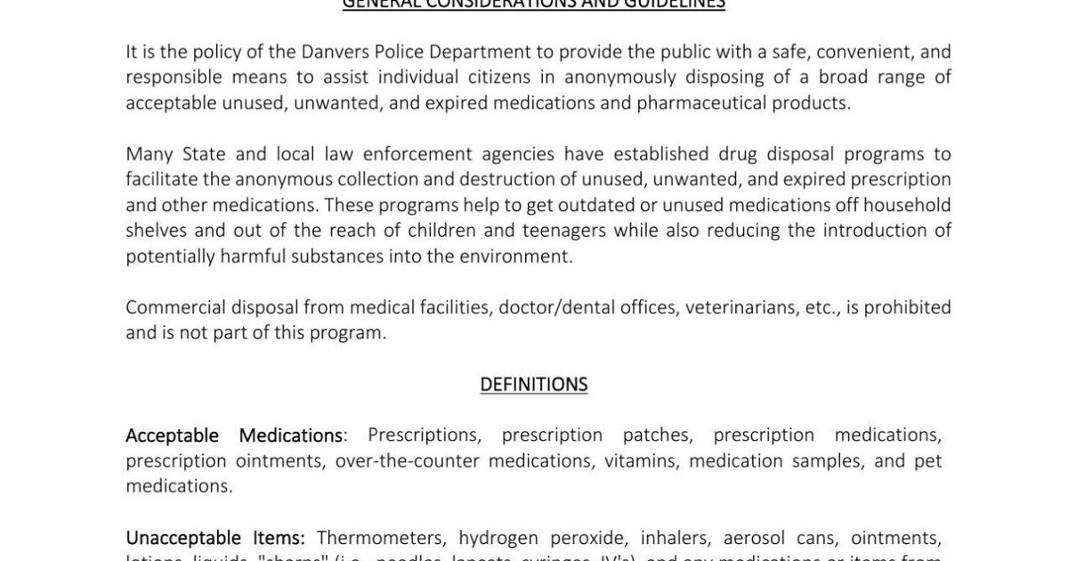 Officer back, new policy in place following Danvers drug 'take back ...