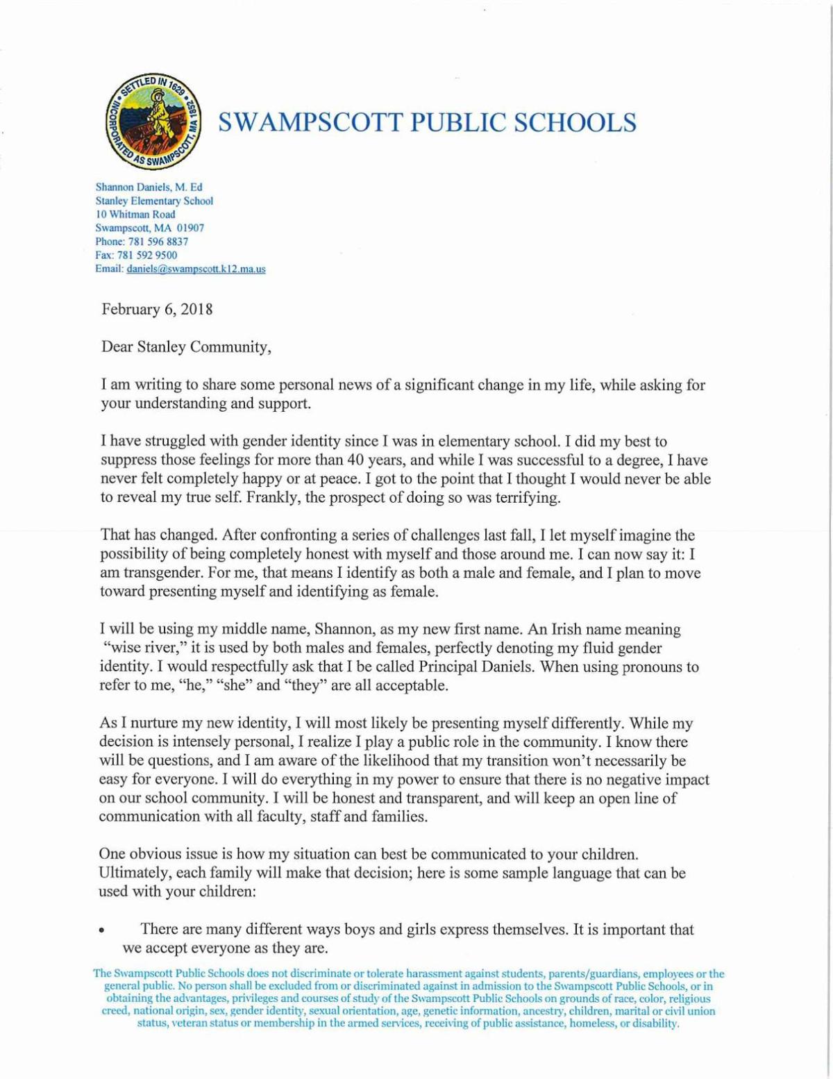 Principal S Letter Salemnews Com