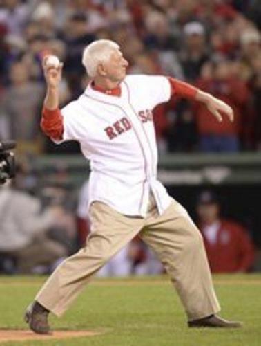 Boston Red Sox Photos: Carl Yastrzemski Throws First Pitch To