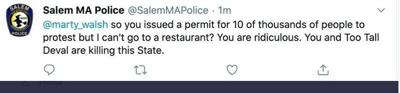 'Inappropriate' tweet from Salem PD account targets Walsh, Baker