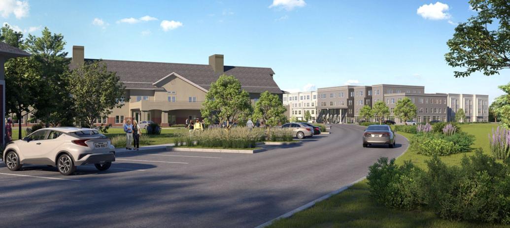 A new four-story, 140-unit building proposed for the New England Homes for the Deaf campus on Water Street in Danvers, pictured in the rear of this rendering, would be available to seniors, mainly those who are deaf, deaf and blind, near deaf and are low-income.

Courtesy photo