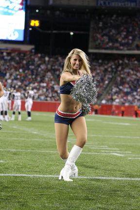 New England Patriots cheerleaders celebrate, during the second