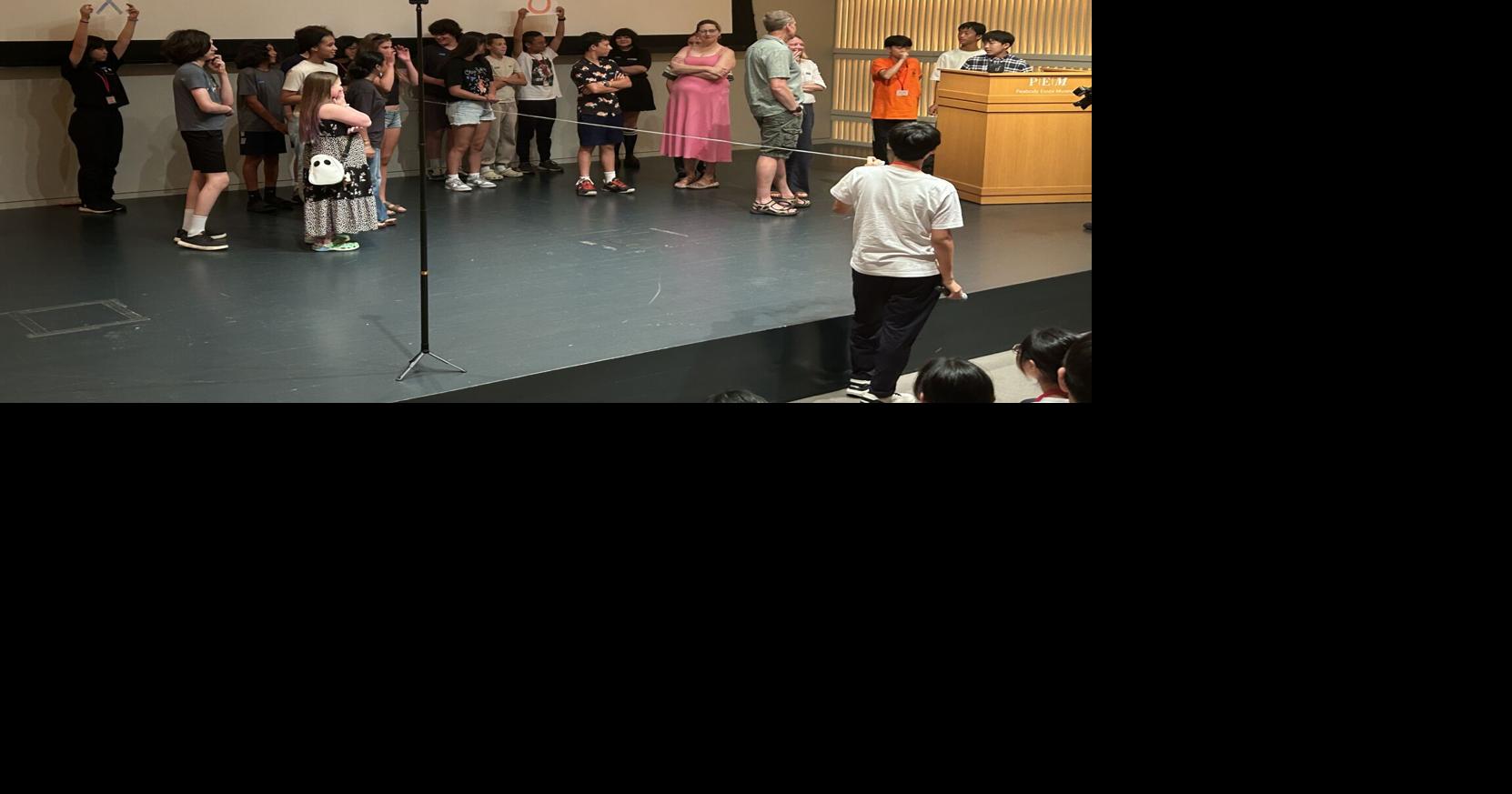 On their last day of activities on Sunday, students and their host families gathered at the Peabody Essex Museum to introduce Ota culture with presentations teaching Japanese schoolyard games