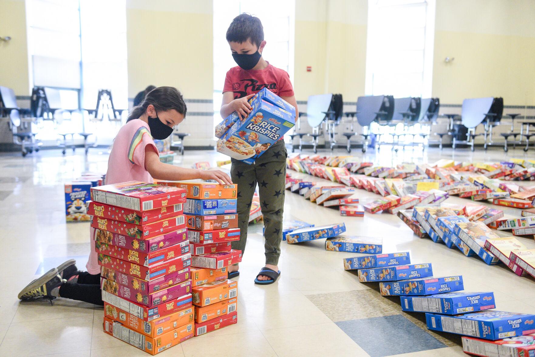 Cereal Box Domino Challenge at the Cove Elementary School