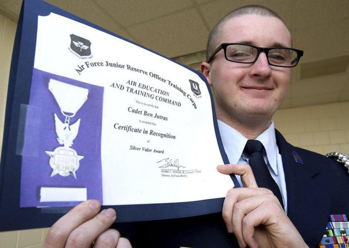 Ben Jutras, Peabody High cadet, receives Silver Valor Award