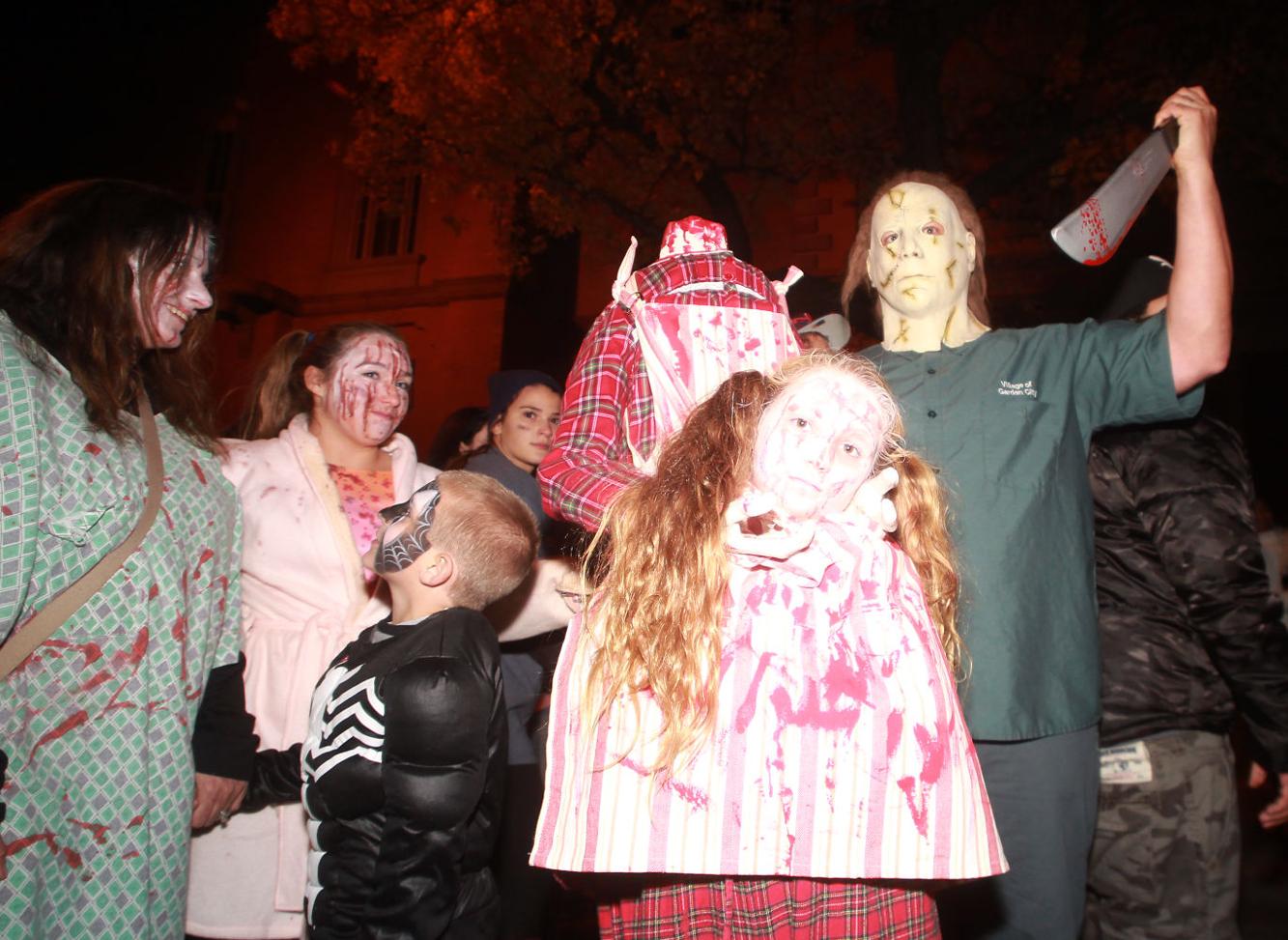 Halloweengoers in downtown Salem on Halloween evening.