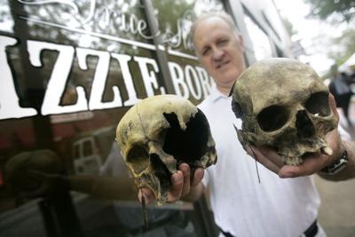 borden lizzie museum parents skulls salem years two after andrew comes salemnews pickel lizzieandrewborden leonard whacks holds replicas owner