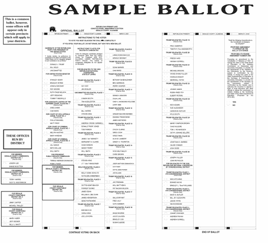 Sample ballots for 2020 primary elections