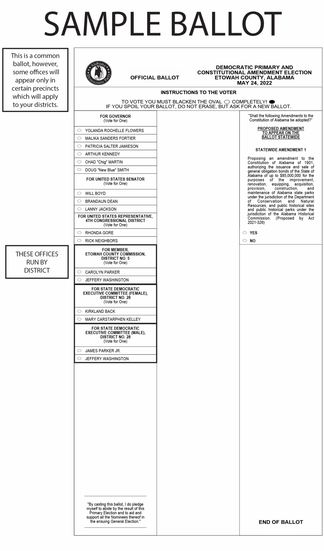 SAMPEL BALLOTS Primary election is May 24, 2022 Free Share