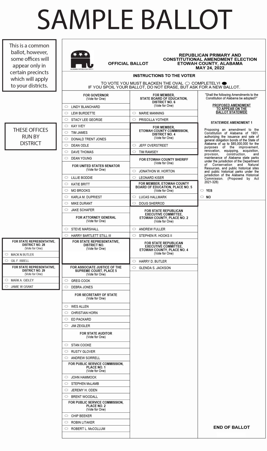 SAMPEL BALLOTS Primary election is May 24, 2022 Free Share
