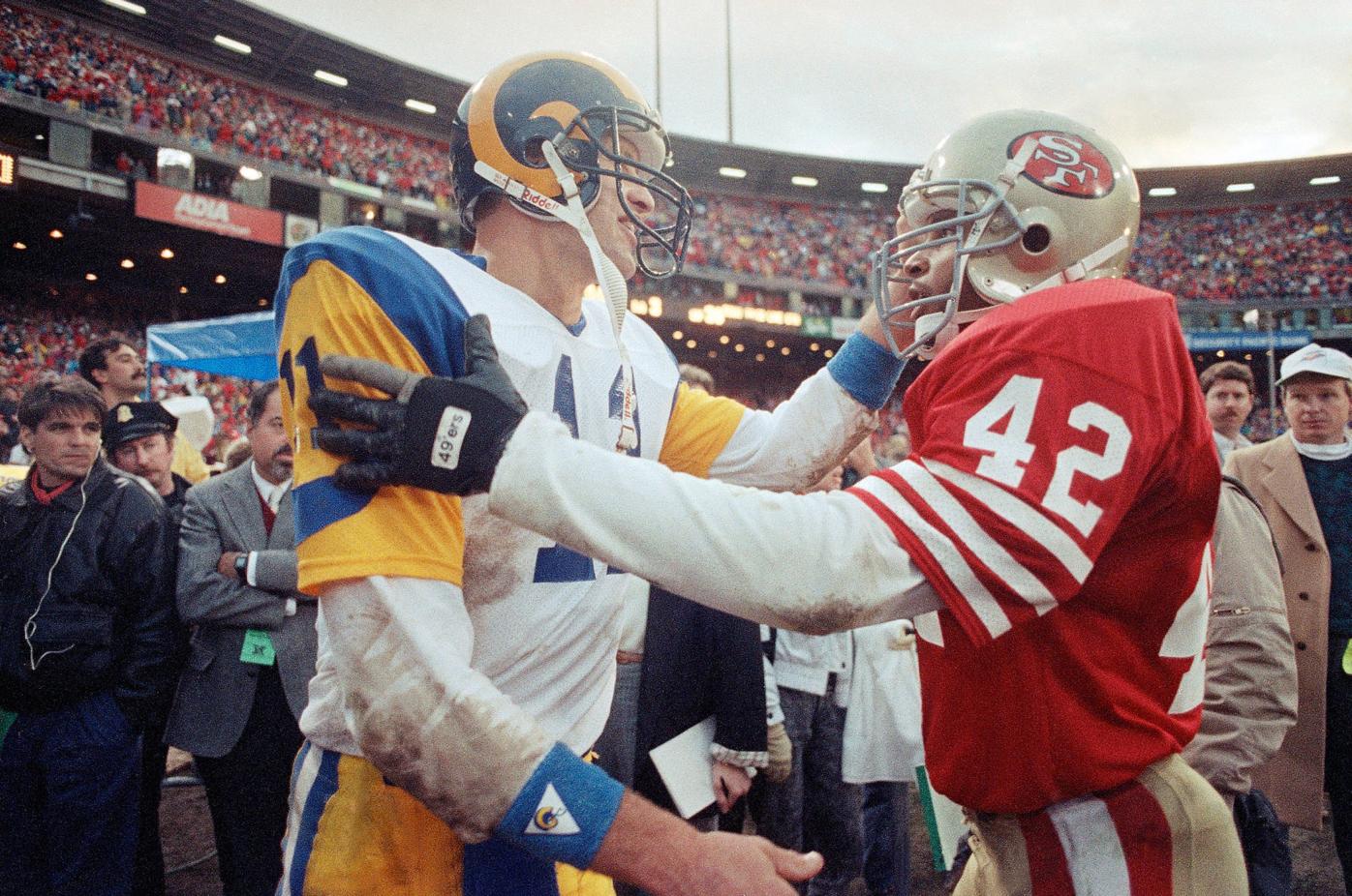 20 January 1980: Super Bowl XIV was played between AFC champion Pittsburgh  Steelers and NFC champion Los Angeles Rams at the Rose Bowl in Pasadena  California. Action during game - Robin Cole (