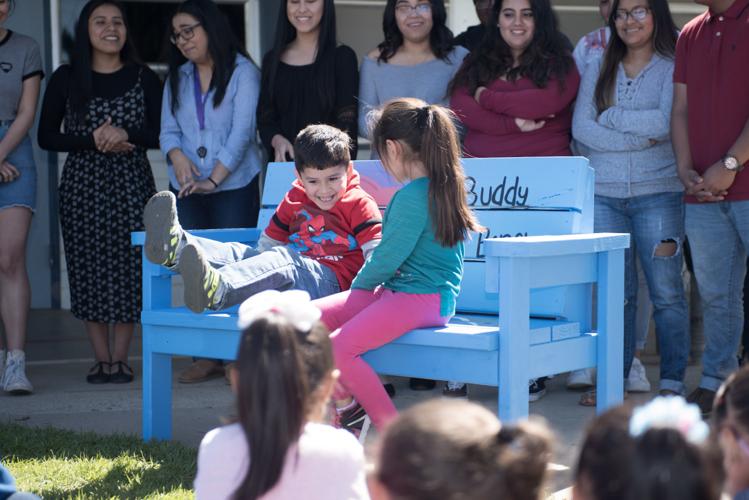 Oakley Elementary kindergartners surprised by new 'buddy bench' | Education  