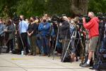 Members of the media from Los Angeles to Sacramento attend the press conference at Cal Poly SLO Tuesday afternoon.