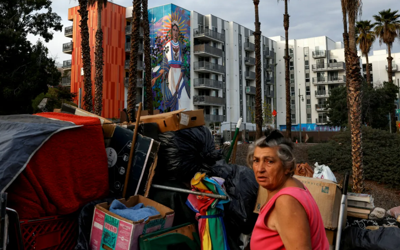 Unhoused woman in downtown Los Angeles