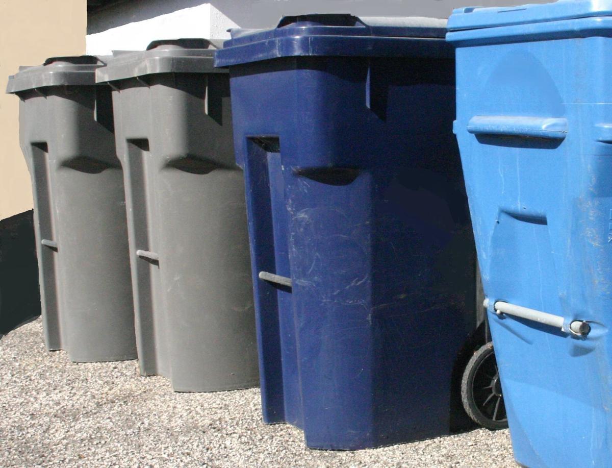 Trash, recycling bins