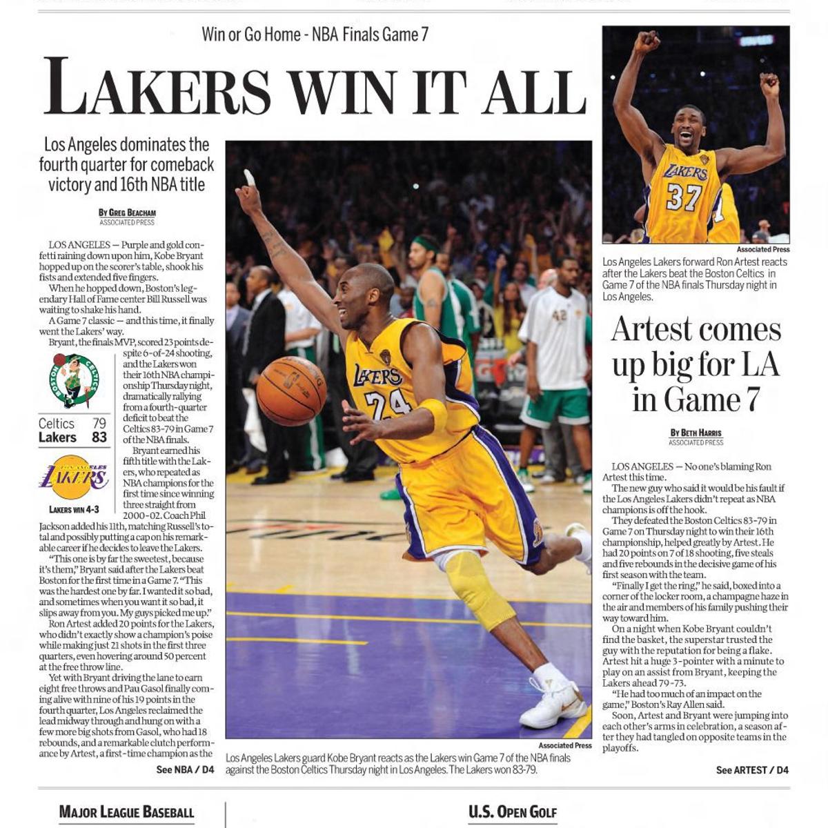 From The Vault Kobe Bryant S Hall Of Fame Career On Our Front Pages Basketball Santamariatimes Com