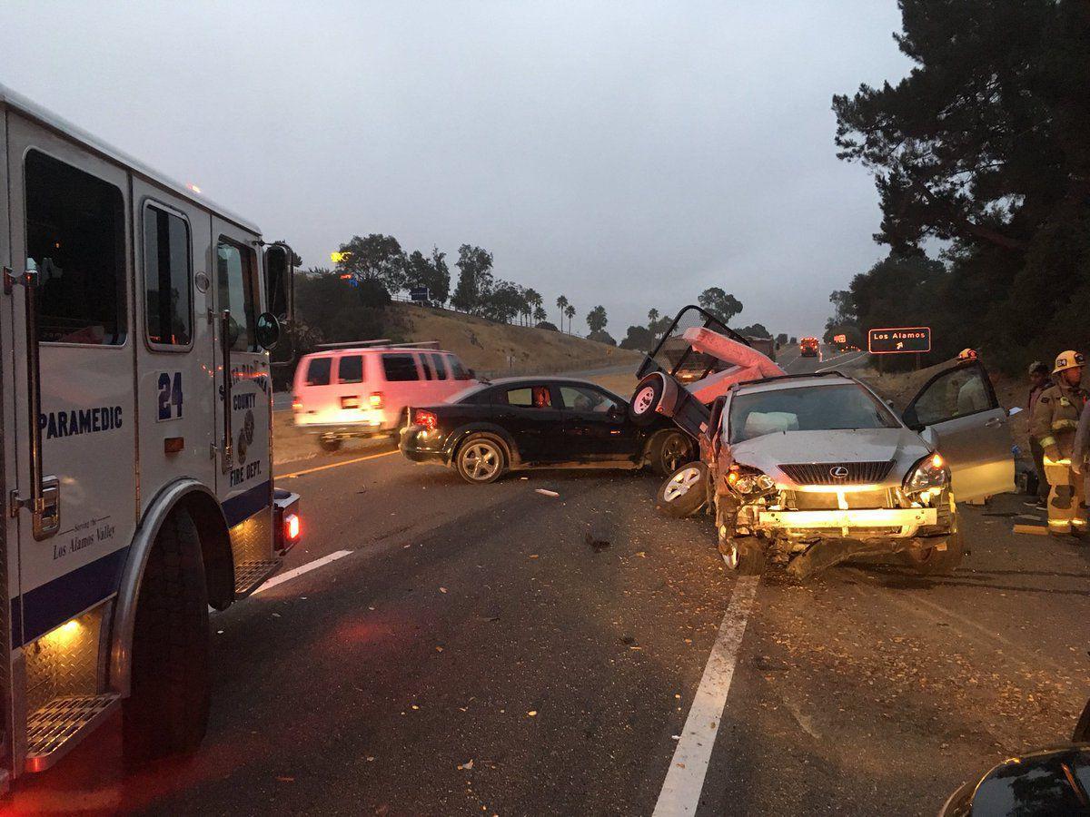 Four hospitalized following sevenvehicle crash on southbound Highway