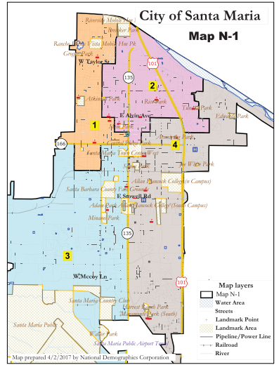 Santa Maria California Map Santa Maria City Council to give notice for city's first district 