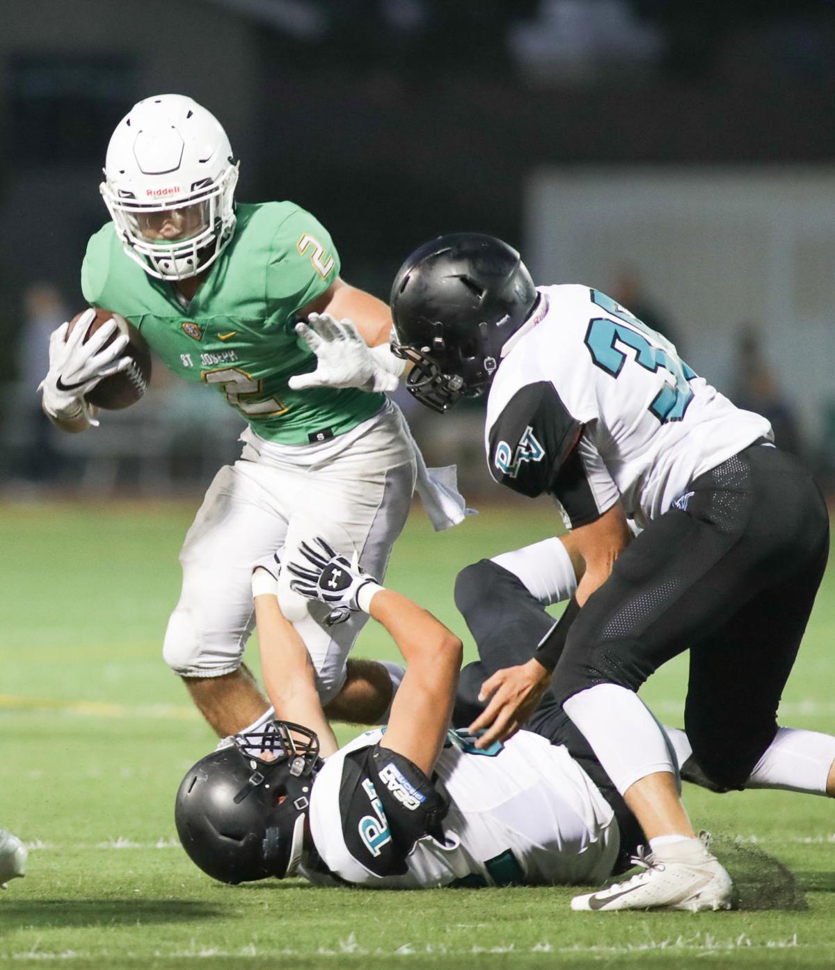 Football St Joseph Fends Off Game Pioneer Valley Squad 35 19