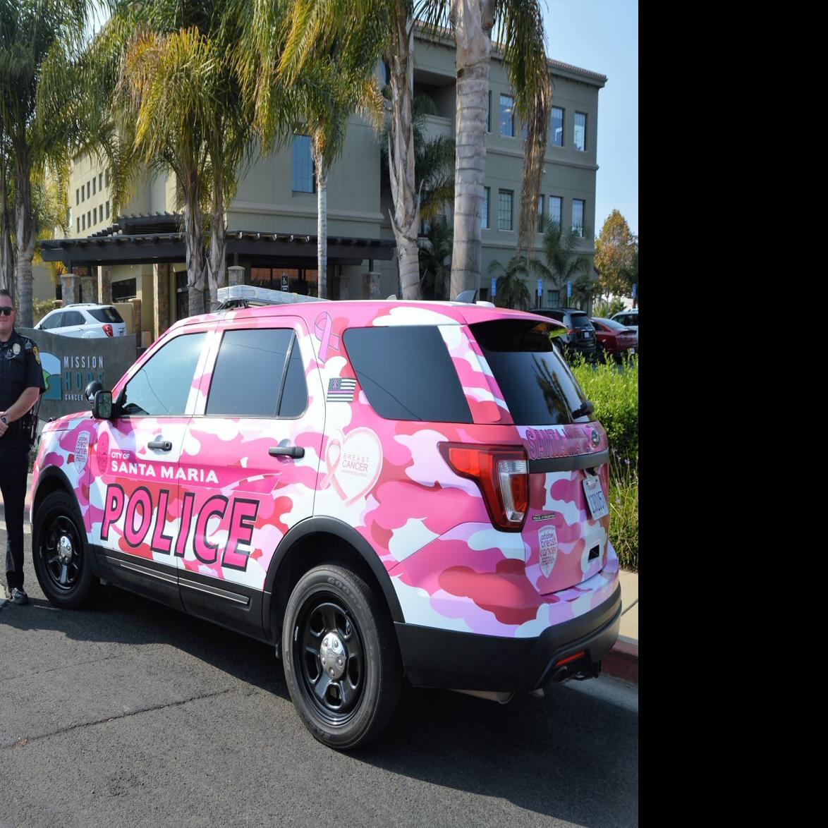 Santa Maria Police unveil pink camouflaged cruiser to bring cancer