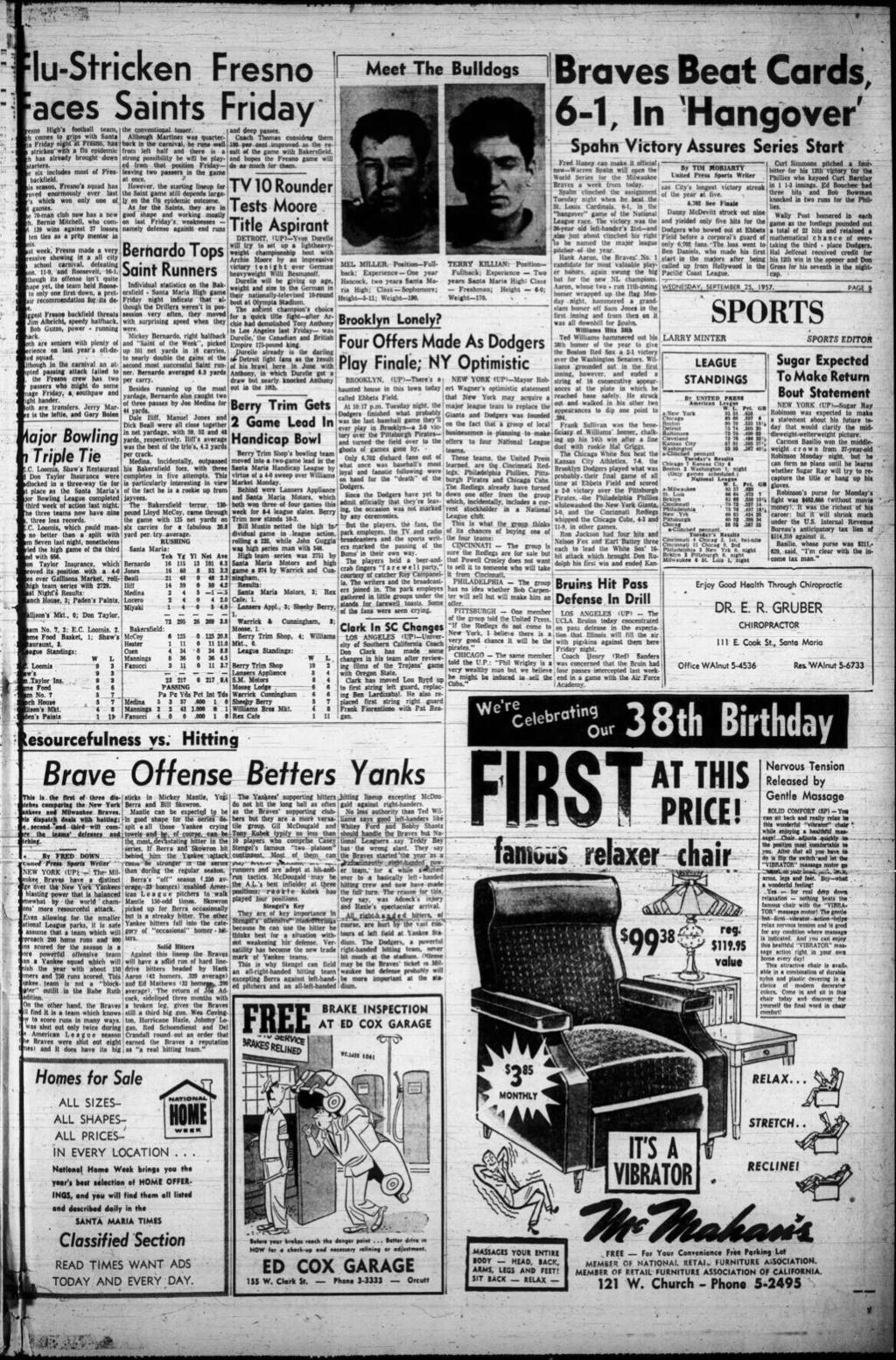 Today in History: In 1957, Dodgers play final game in Brooklyn |  Today-in-history | santamariatimes.com