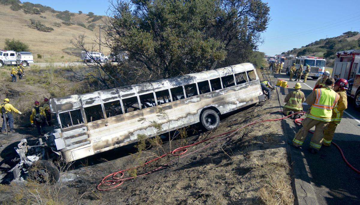 Bus carrying farmworkers crashes, catches fire on Hwy. 135 Local News