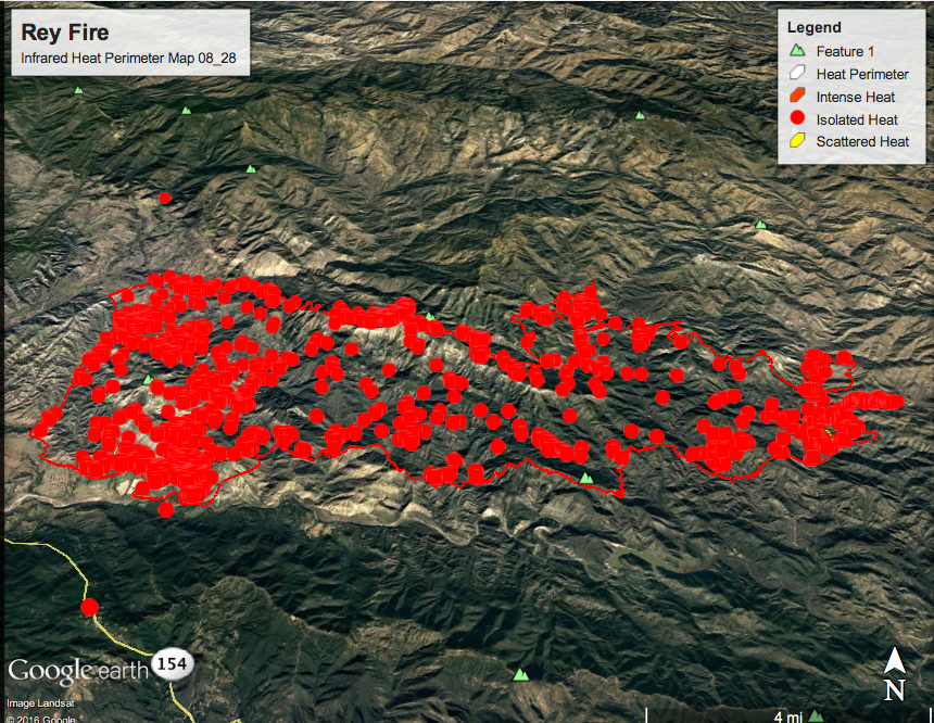 Rey fire infrared heat map