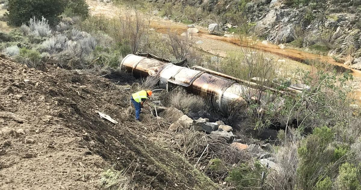 Oil tanker crash on Highway 166