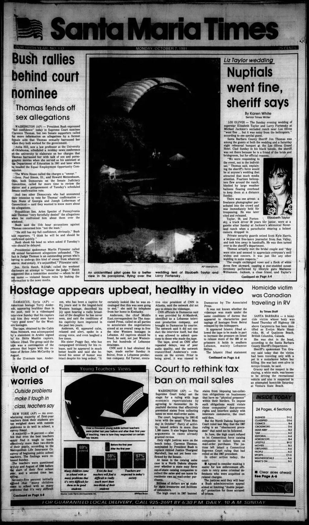 Today in History: In 1991, Anita Hill alleges sexual harassment by Clarence  Thomas | Today-in-history | santamariatimes.com