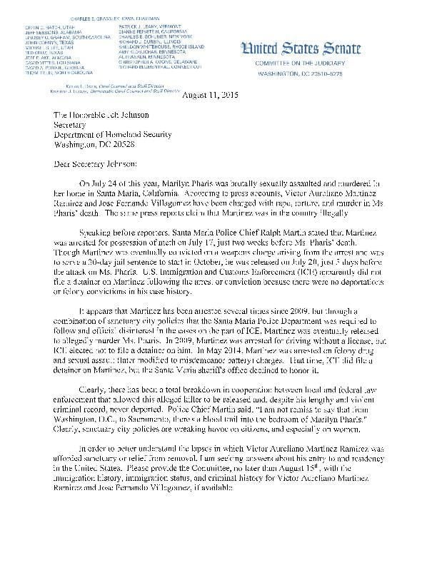 U.S. Senator Chuck Grassley letter to DHS | Local News ...