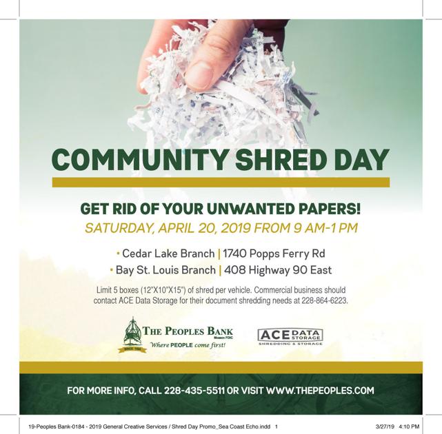 The Peoples Bank to host Community Shred Day this Saturday | News | 0