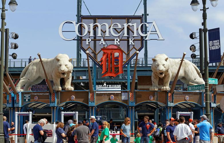 Entrance of a baseball stadium, Comerica Park, Detroit, Michigan