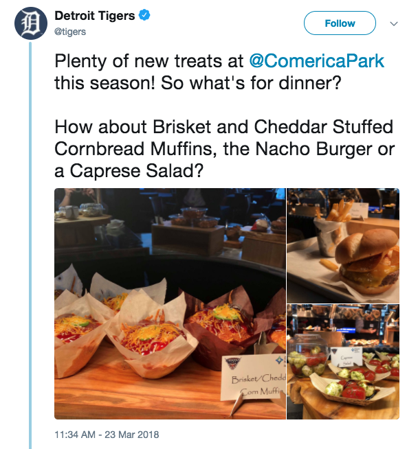 New Ballpark Food at Comerica Park for 2018