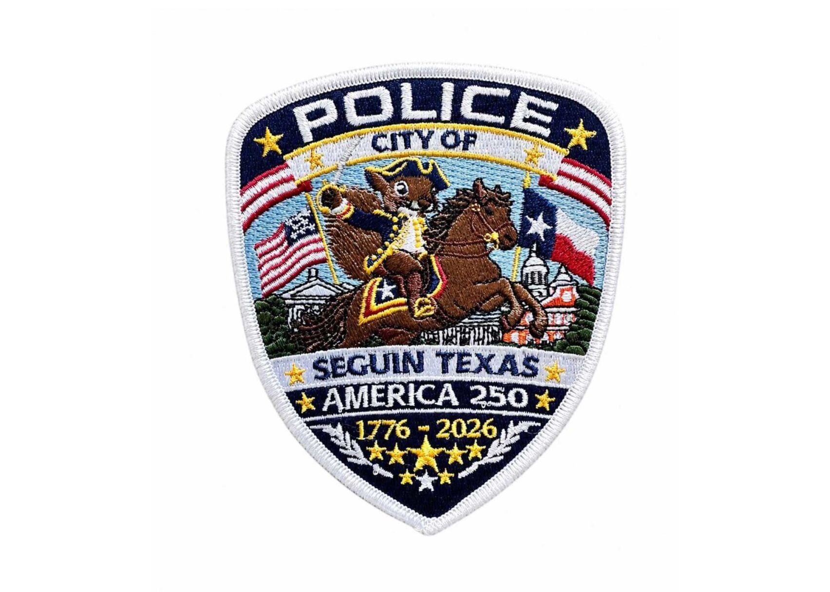 Seguin police patches commemorate country’s 250th, raises funds for youth engagement
