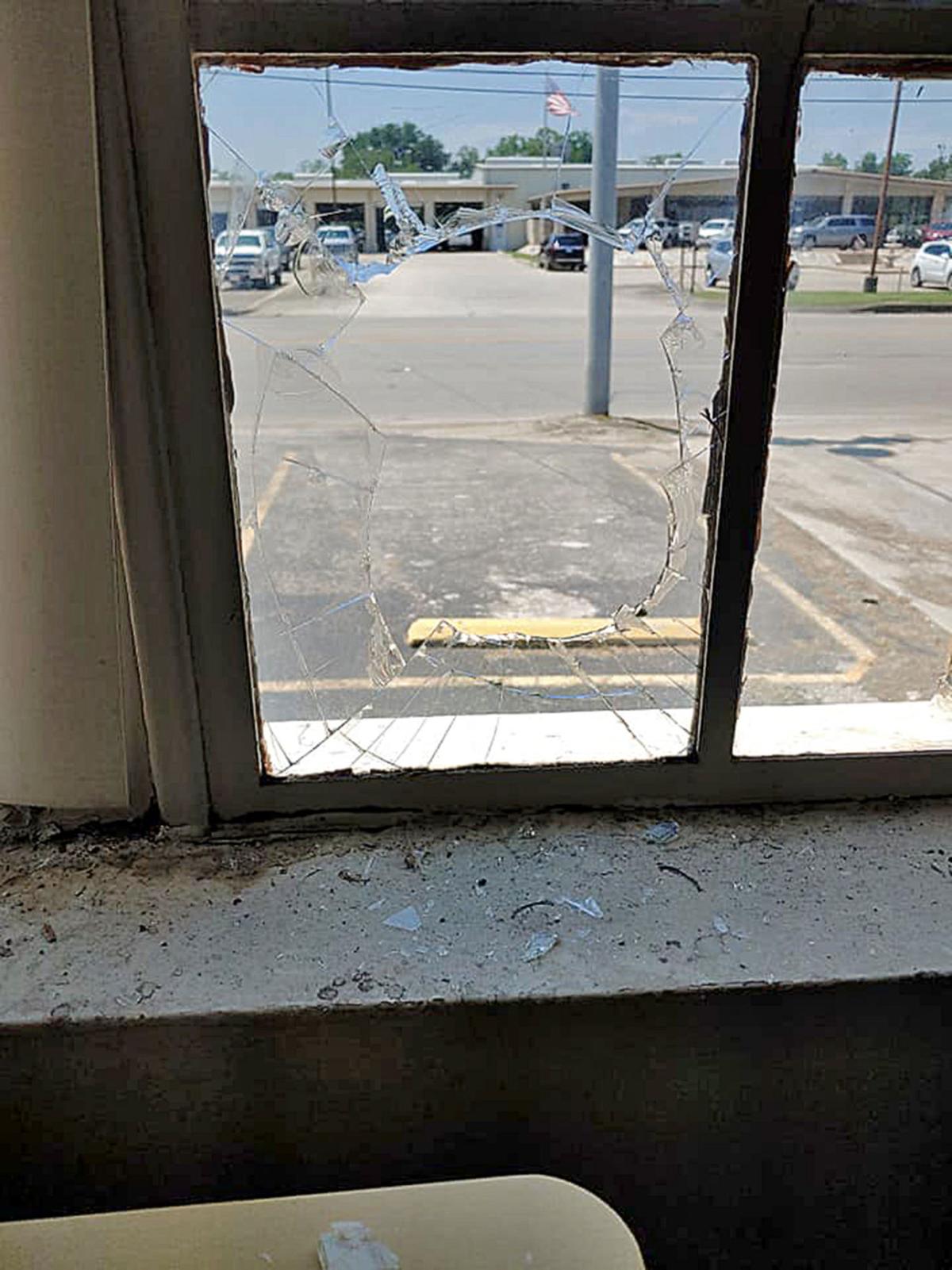 Broken Glass American Legion Hall Doors Windows Shattered