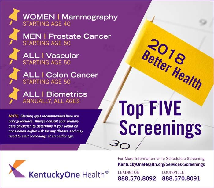 Top Five Screenings For Better Health In 2018 | Lifestyles | Sentinel ...