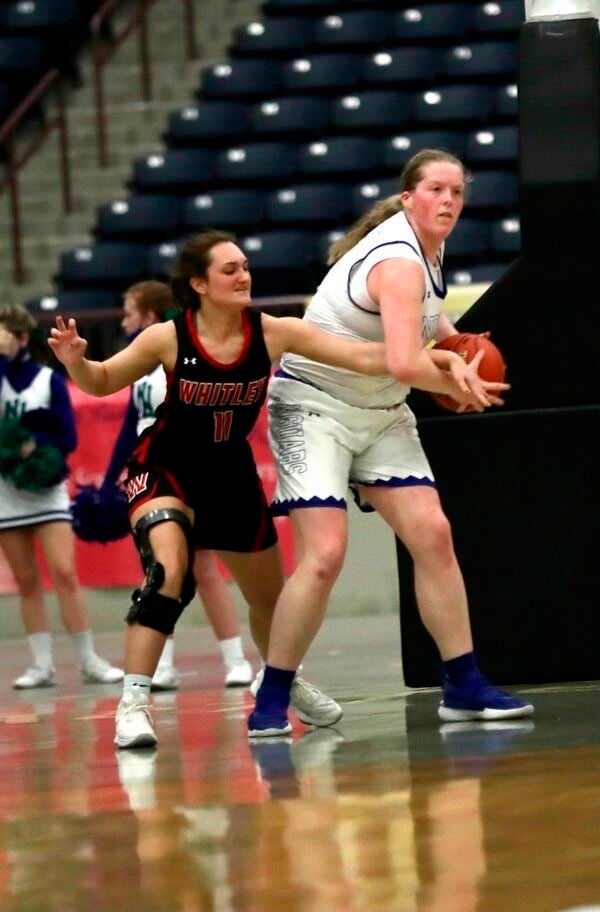VALENTINE’S DAY: North Laurel junior Hailee Valentine scores 27 points during Lady Jaguars’ 80-45 route of Whitley County