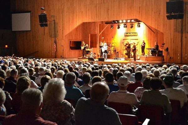 Interior venue of Renfro packed live-music band concert.