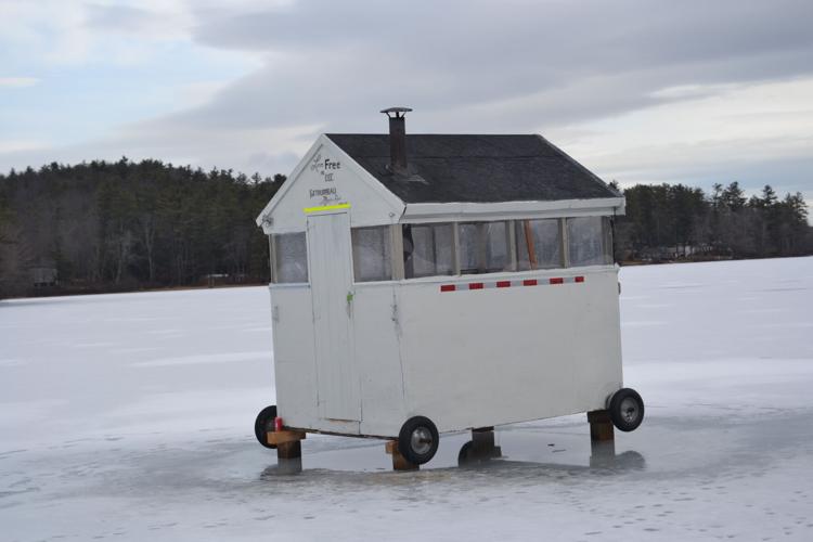 Homemade flip-over shelter  Ice fishing shack, Ice fishing house, Ice  fishing shanty
