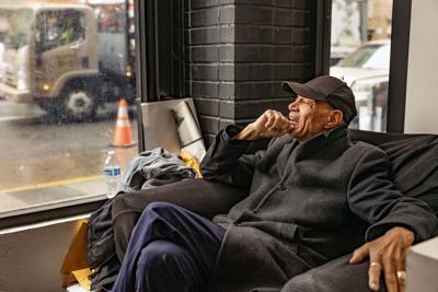 Del Seymour, founder of Code Tenderloin, often sits by the office window to observe who might need help