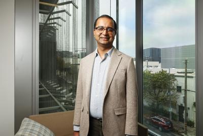 Dr. Karthik Sarma in his office at the UCSF Pritzker Psychiatry Building