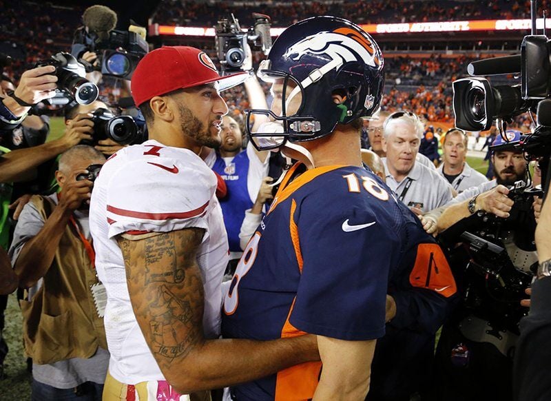 Colin Kaepernick's arrival at Broncos HQ, still in a 49ers jersey