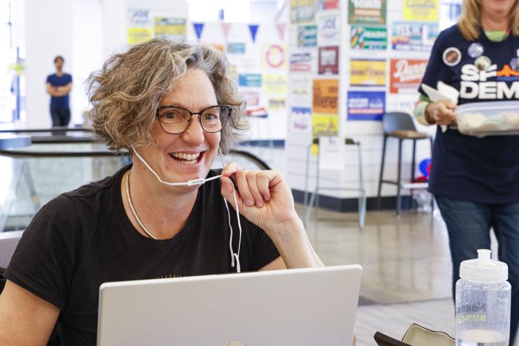 Kamala Harris SF volunteers phone bank in old Nordstrom Rack 