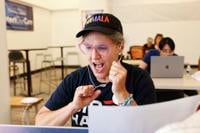 Kamala Harris SF volunteers phone bank in old Nordstrom Rack 