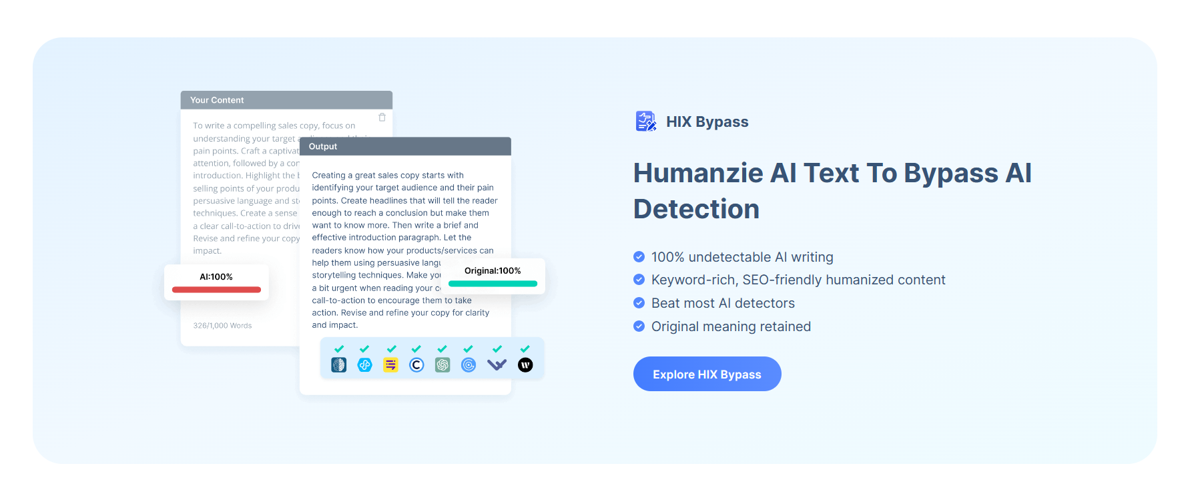 Bypass Copyleaks AI Detection - Create 100% Human Score Content ǀ HIX Bypass