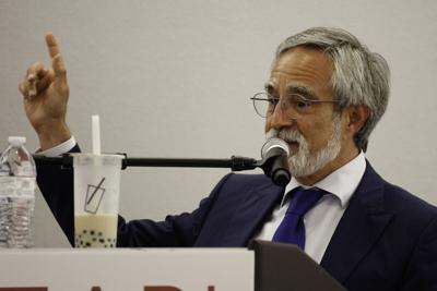 Aaron Peskin speaking during the Mayoral Town Hall presented by the API Council